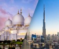 “Abu Dhabi and Dubai City Sightseeing Tour attractions with Sheikh Zayed Mosque and Burj Khalifa”