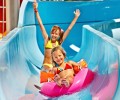 Yas water world Abu Dhabi kids on water slide