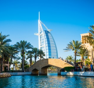 Luxury Tours Burj Al Arab Dubai in the blue sky background