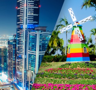 Dubai Sightseeing City Tour and Miracle garden with rainbow painted windmill