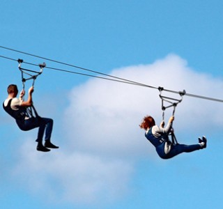 Couple during Jebel Jais Zipline tour from Dubai