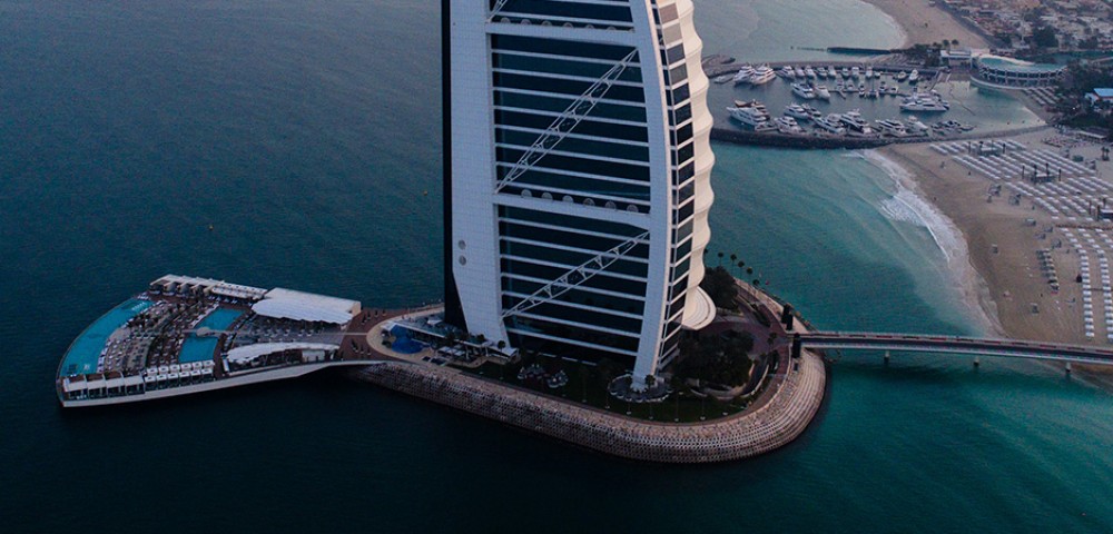 Luxury Tours Burj Al Arab Dubai in the blue sky background