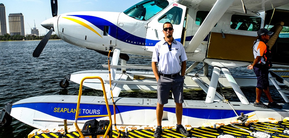 Sea Plane Tour Dubai over emerald water