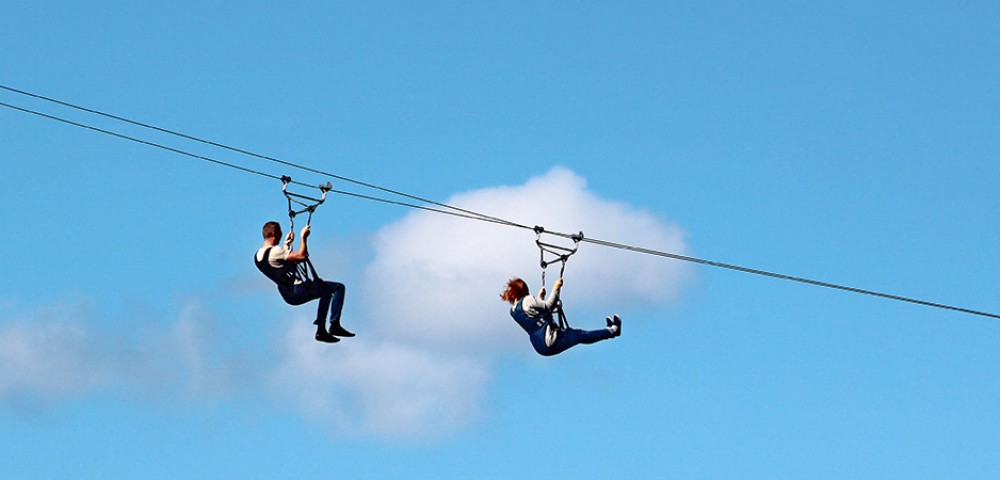 Couple during Jebel Jais Zipline tour from Dubai