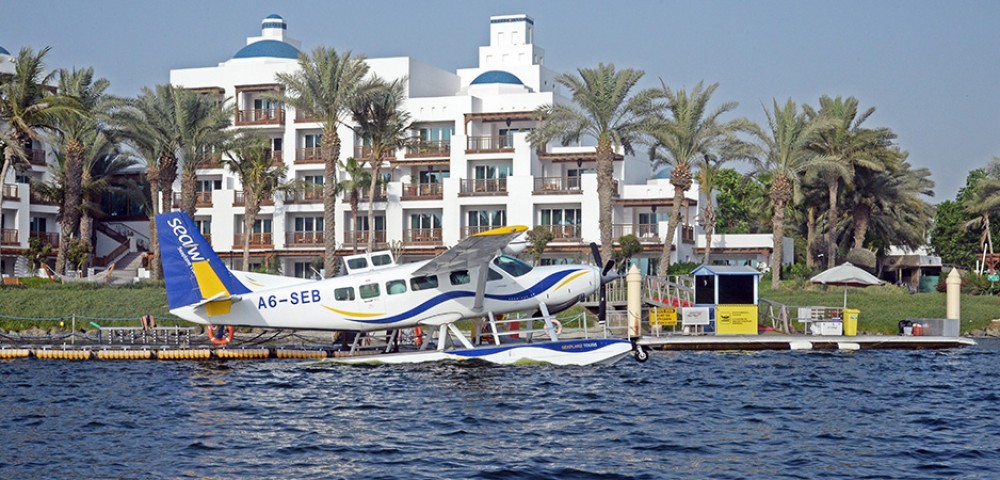 Sea Plane Tour Dubai over emerald water