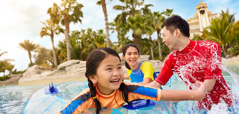 Yas water world Abu Dhabi kids on water slide