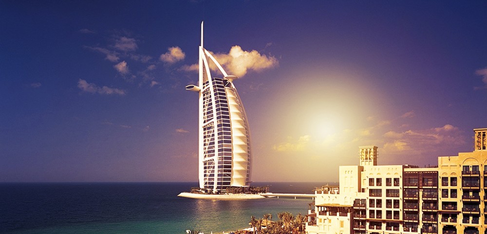 Luxury Tours Burj Al Arab Dubai in the blue sky background