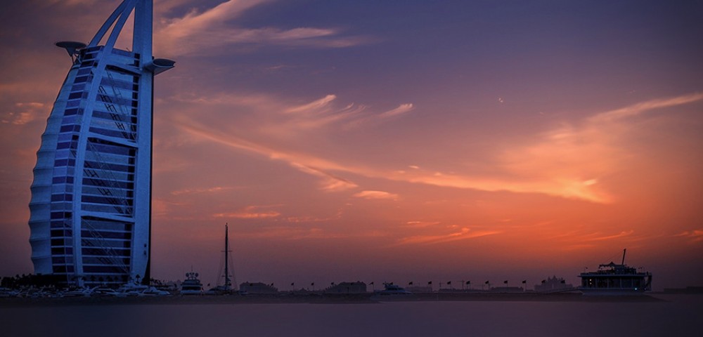 Luxury Tours Burj Al Arab Dubai in the blue sky background