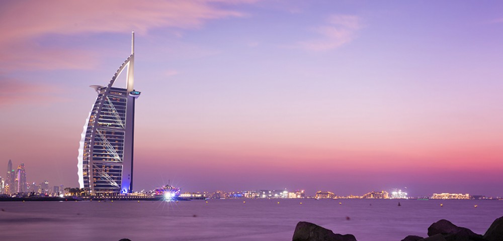 Luxury Tours Burj Al Arab Dubai in the blue sky background