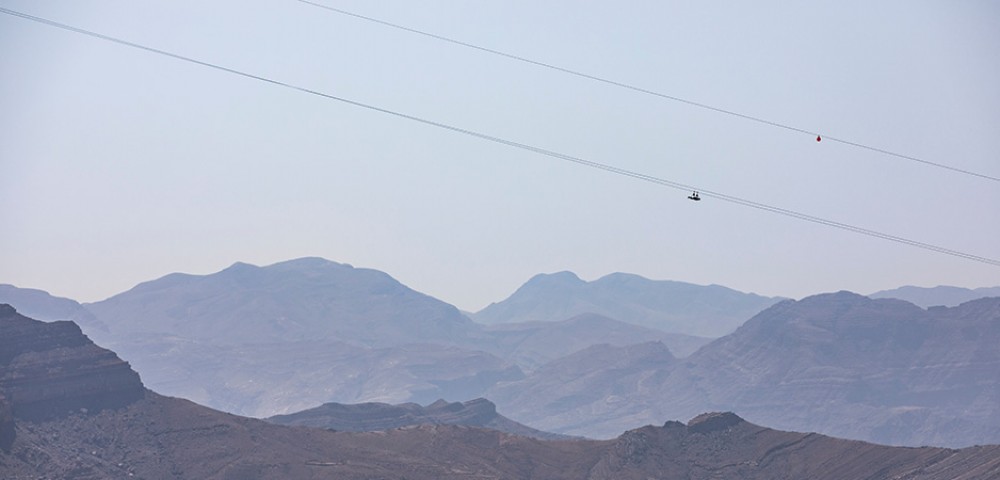 Couple during Jebel Jais Zipline tour from Dubai