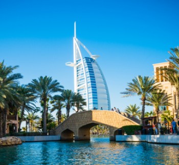 Luxury Tours Burj Al Arab Dubai in the blue sky background