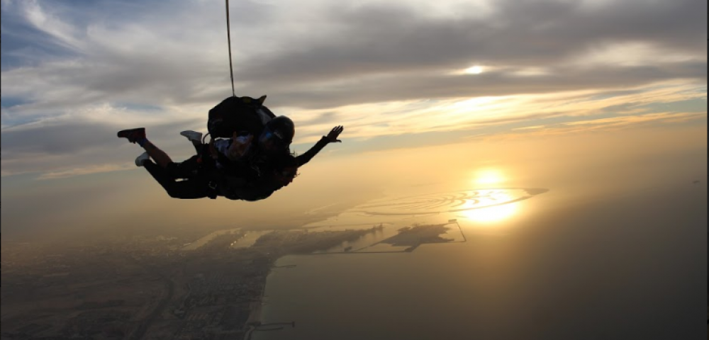 Skydiving Dubai man in the air