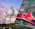 “Sheikh Zayed Mosque and Ferrari World in the daylight during Abu Dhabi City Tour Combo”