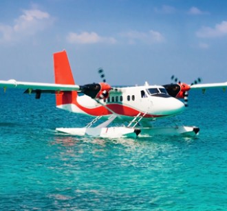 Sea Plane Tour Dubai over emerald water