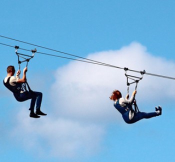 Couple during Jebel Jais Zipline tour from Dubai