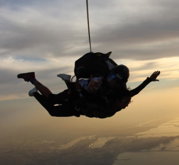 Skydiving Dubai man in the air